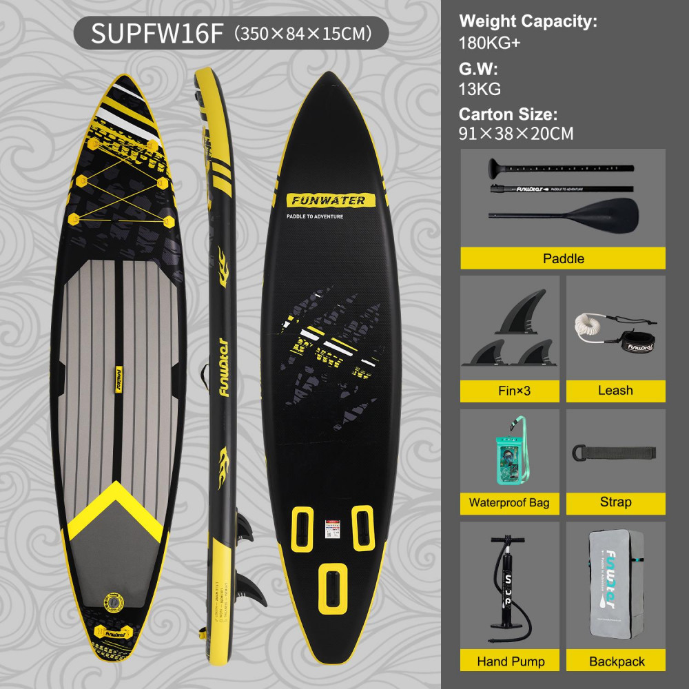 Сапборд SUPFW16F (350*84*15) черно-желтый, код 78920